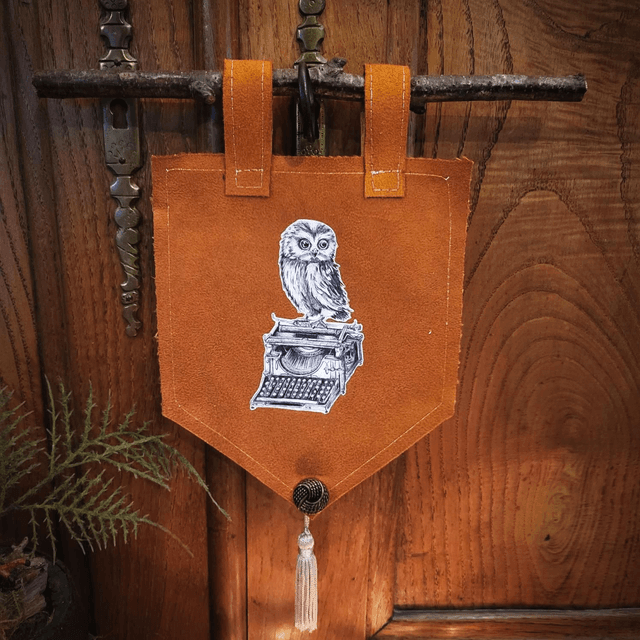 Mini blason orangé &quot;Petit hiboux&quot;