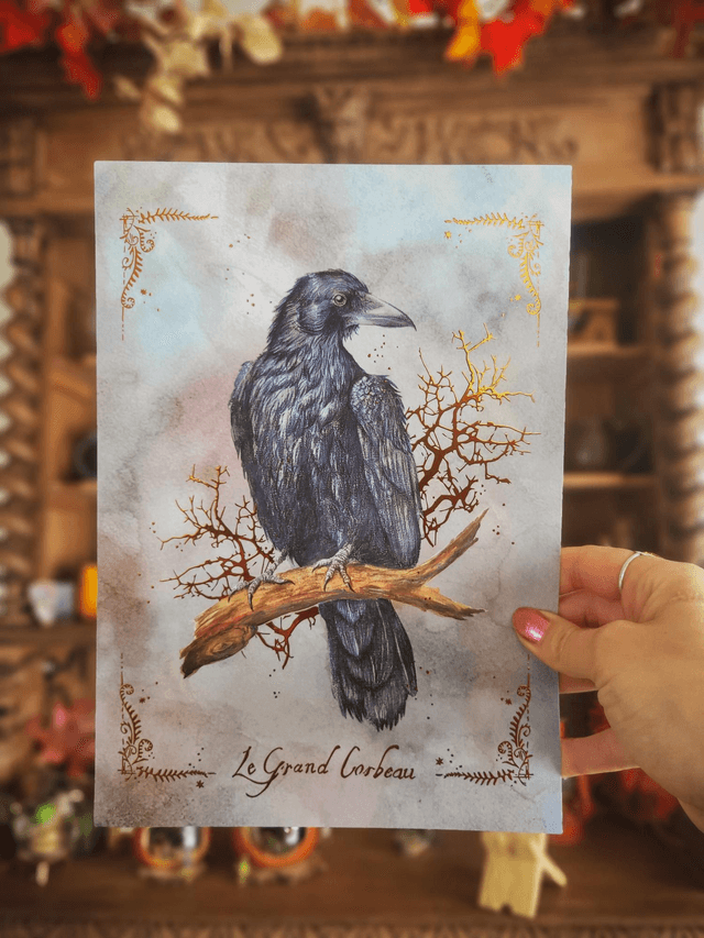 Affiche A4 et A5 - Grand Corbeau - dorure